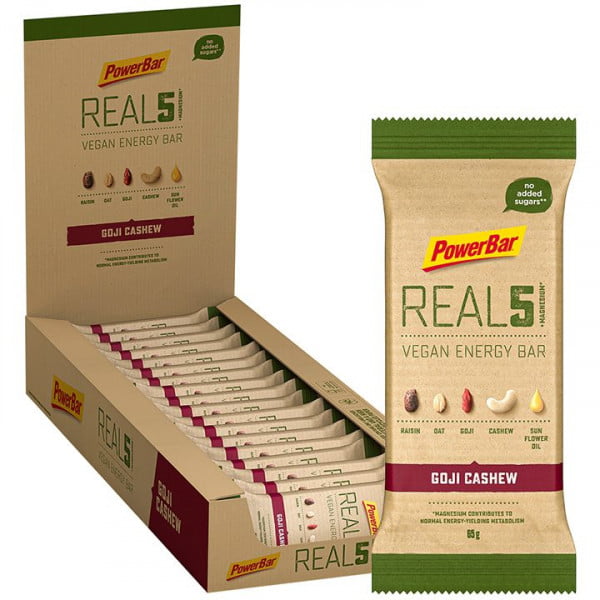 Real5 Vegan Energy reep Goji Cashew 18 stuks/doos Real5 Vegan Energy reep Goji Cashew 18 stuks/doos